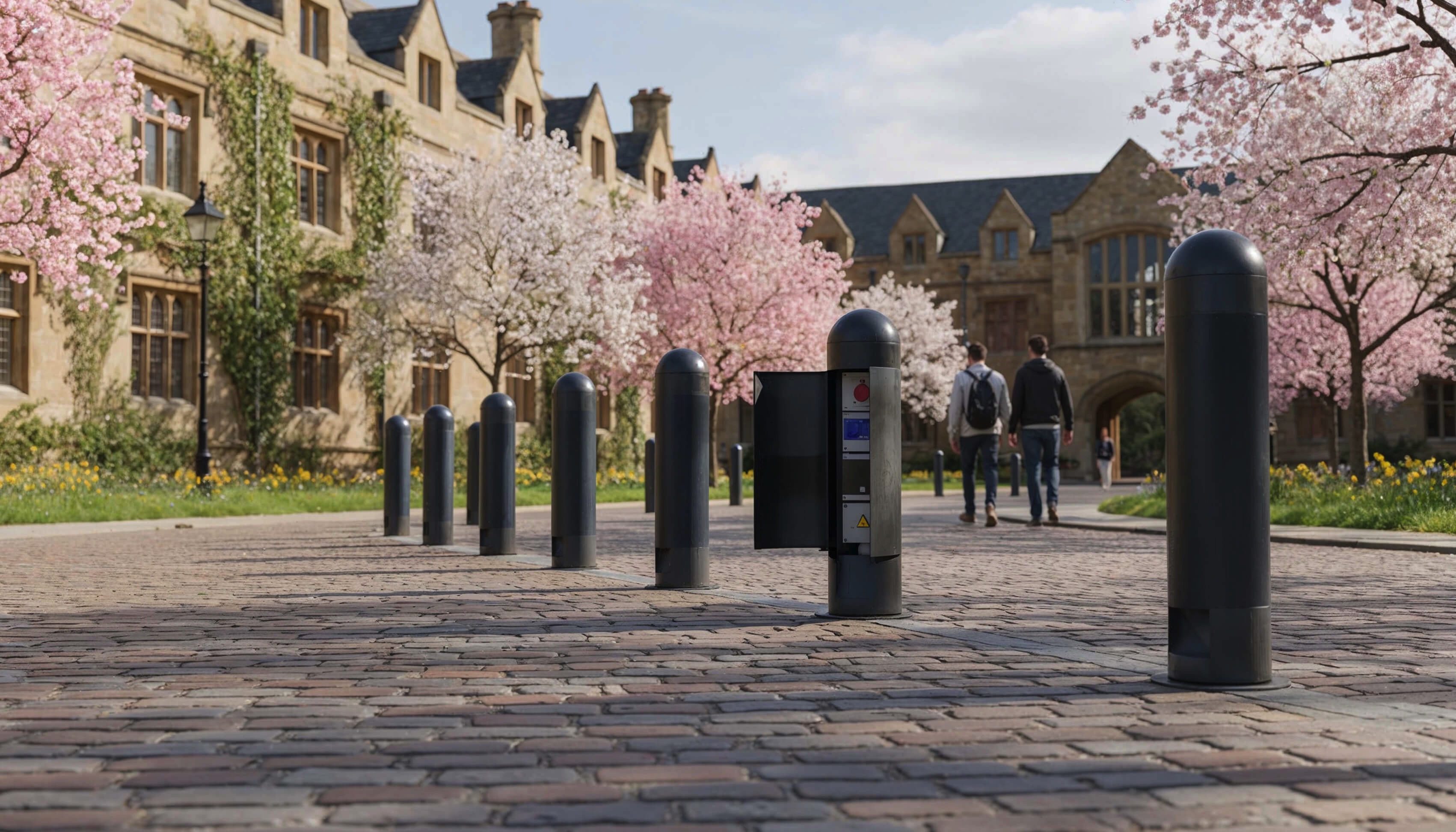 Power bollards located on university campus